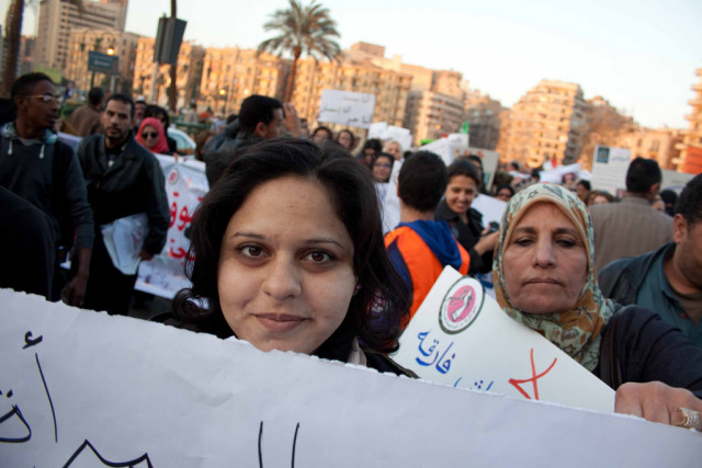 Egyptians march for International Womens Day 2012