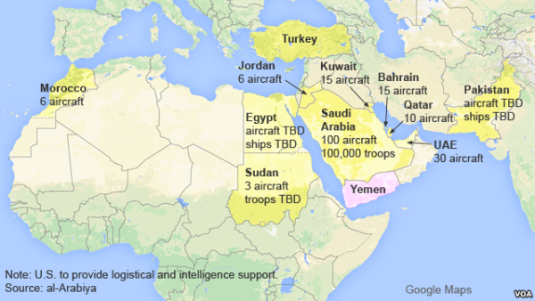 Countries Taking Part In The Saudi-Led Military Intervention In Yemen.